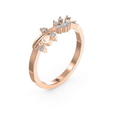 Glowing Leaves Diamond Ring & Vintage Band