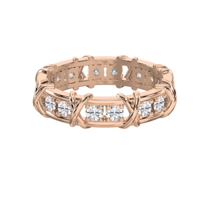 X-Shape Round Cut Wedding Band