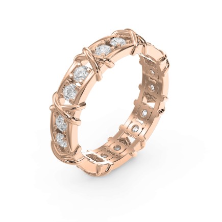 X-Shape Round Cut Wedding Band