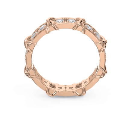 X-Shape Round Cut Wedding Band