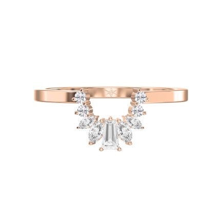 Round, Marquise & Baguette Shaped Curved Wedding Band vintage stacking matching ring anniversary promise bridal band