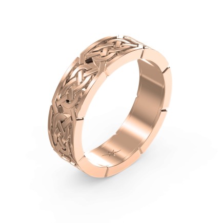 Intertwined Engraved and High Polished Flat Celtic Art Wedding Band