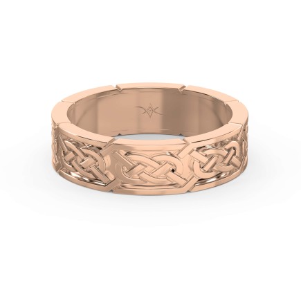 Intertwined Engraved and High Polished Flat Celtic Art Wedding Band