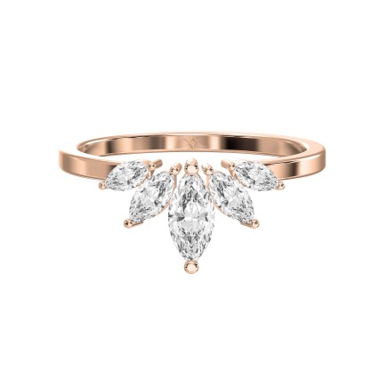 Marquise Lab Grown Diamond Curved Wedding Band