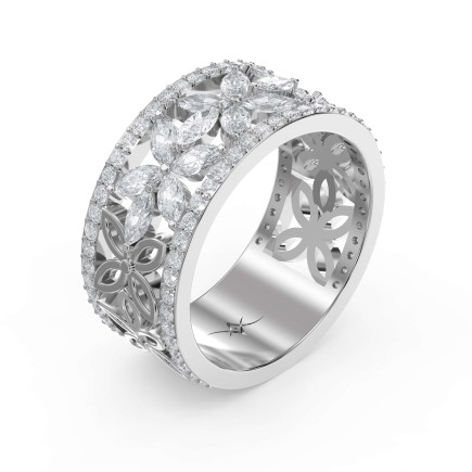 Round and Marquise Cut Diamond Eternity Ring