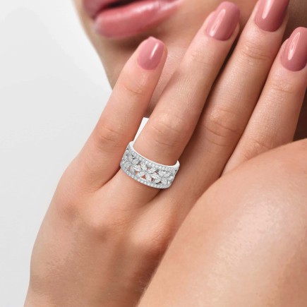 Round and Marquise Cut Diamond Eternity Ring