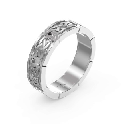 Intertwined Engraved and High Polished Flat Celtic Art Wedding Band