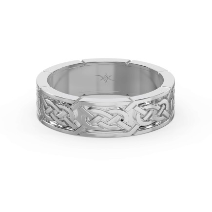 Intertwined Engraved and High Polished Flat Celtic Art Wedding Band