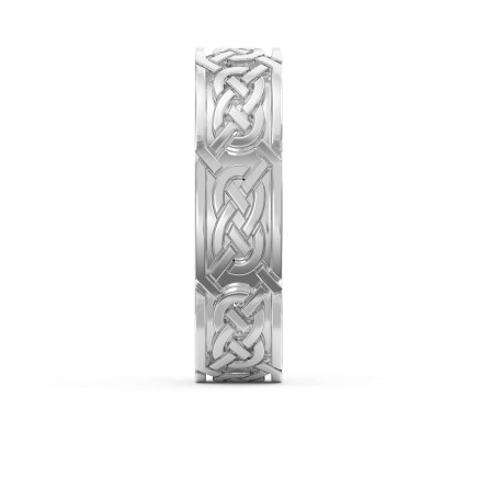 Intertwined Engraved and High Polished Flat Celtic Art Wedding Band