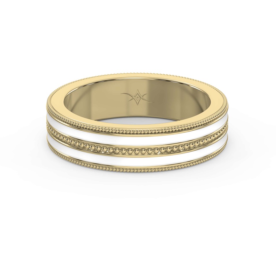 Wedding Band Made Of White Enamel And Unique Bridal Ring