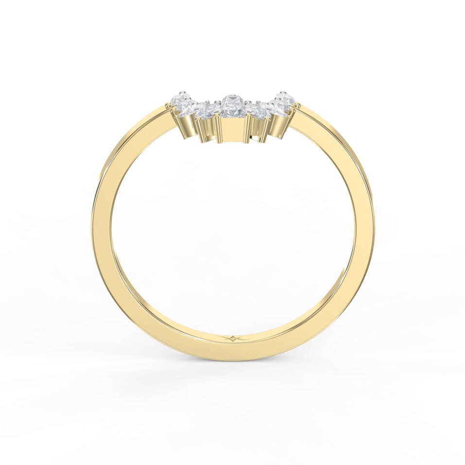 Round, Marquise & Baguette Shaped Curved Wedding Band vintage stacking matching ring anniversary promise bridal band