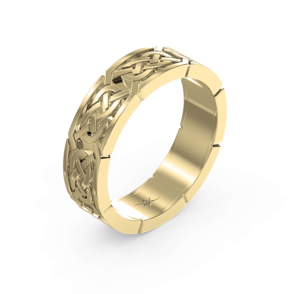Intertwined Engraved and High Polished Flat Celtic Art Wedding Band