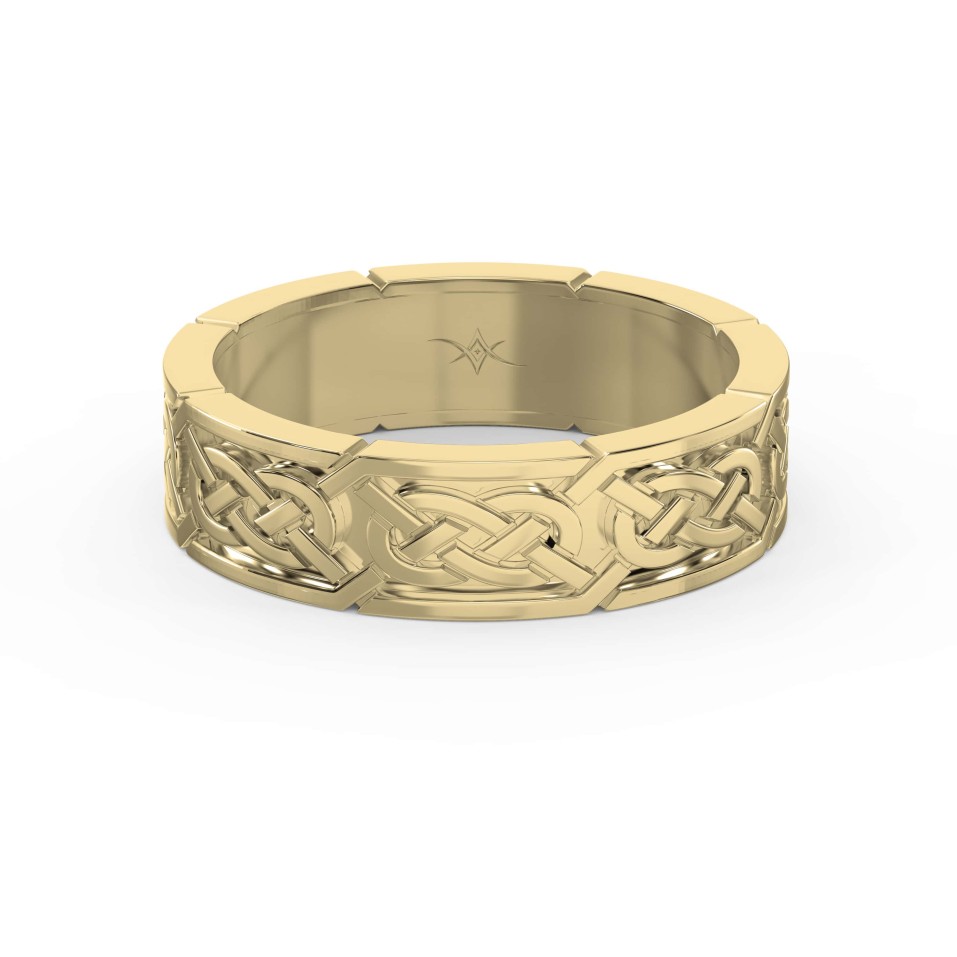 Intertwined Engraved and High Polished Flat Celtic Art Wedding Band