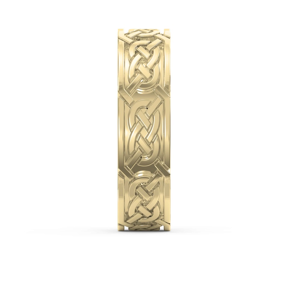 Intertwined Engraved and High Polished Flat Celtic Art Wedding Band