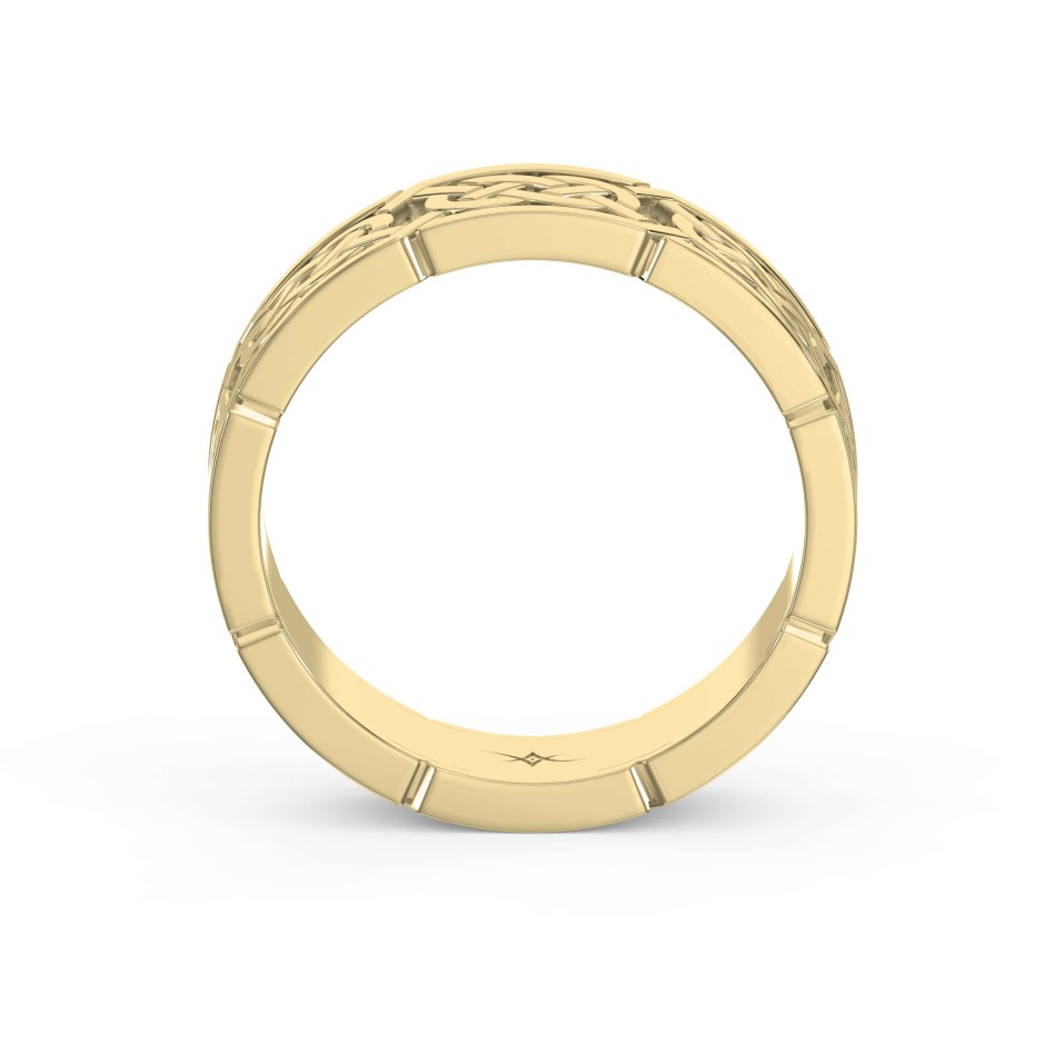 Intertwined Engraved and High Polished Flat Celtic Art Wedding Band