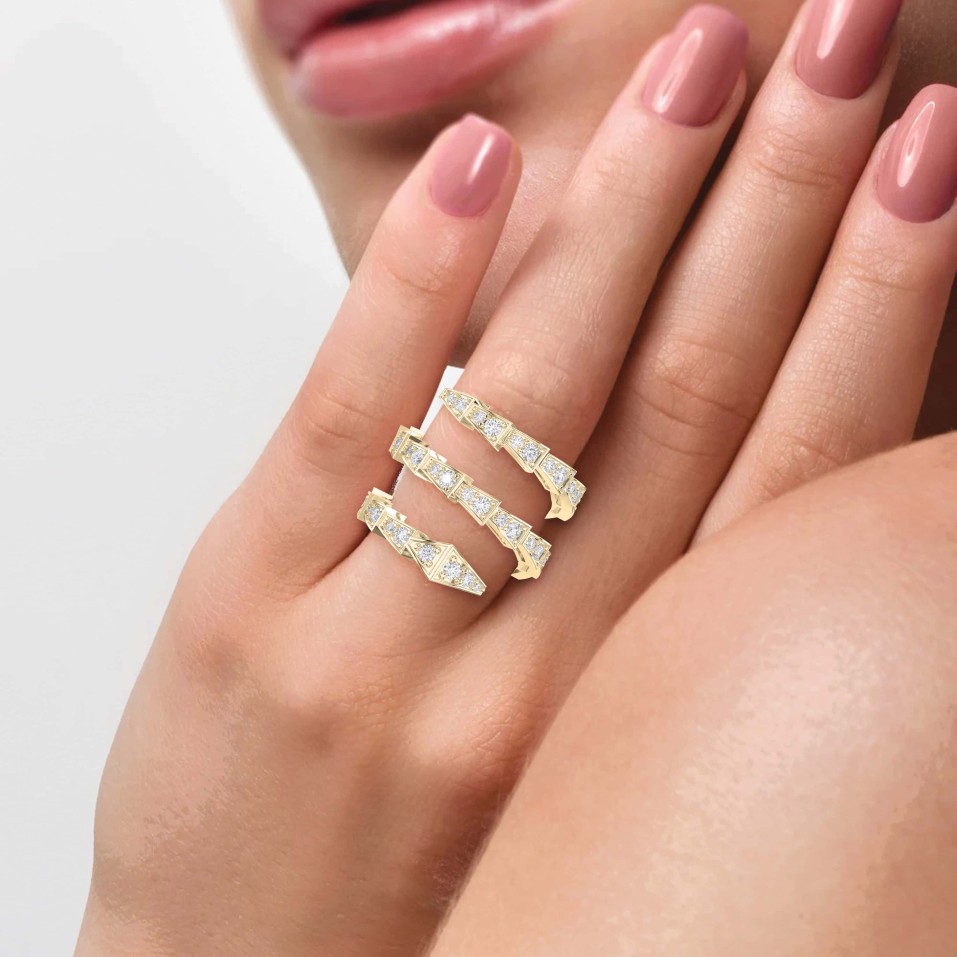 Diamond Studded Serpenti Viper Adjustable Finger Ring