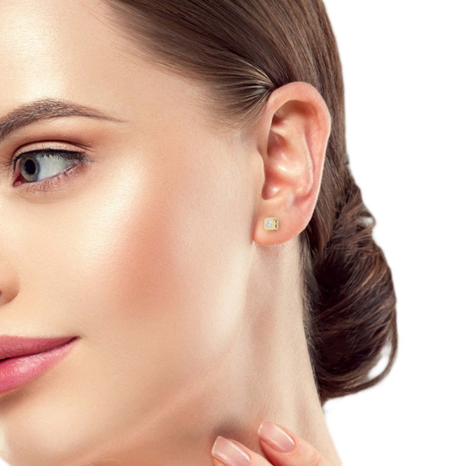 Bezel Set Studs Earrings
