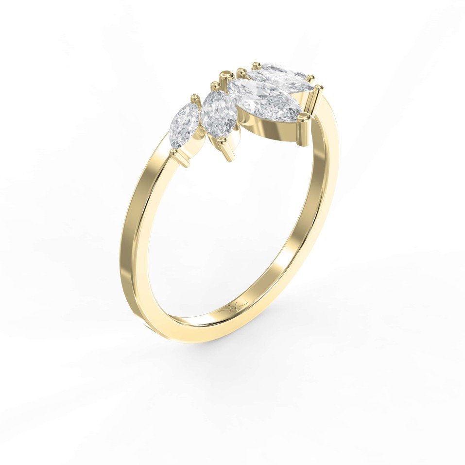 Marquise Lab Grown Diamond Curved Wedding Band