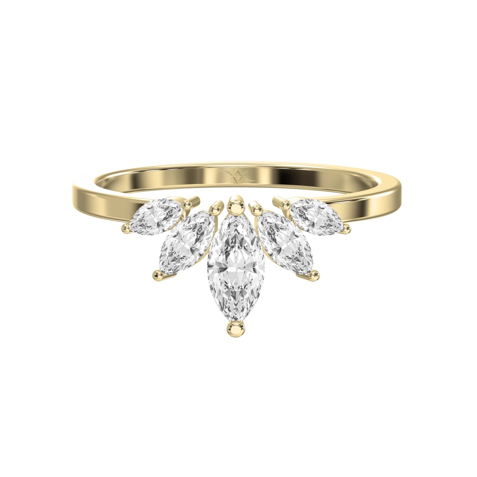 Marquise Lab Grown Diamond Curved Wedding Band