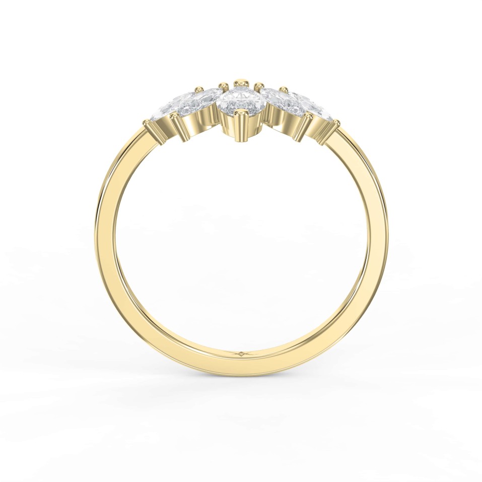 Marquise Lab Grown Diamond Curved Wedding Band